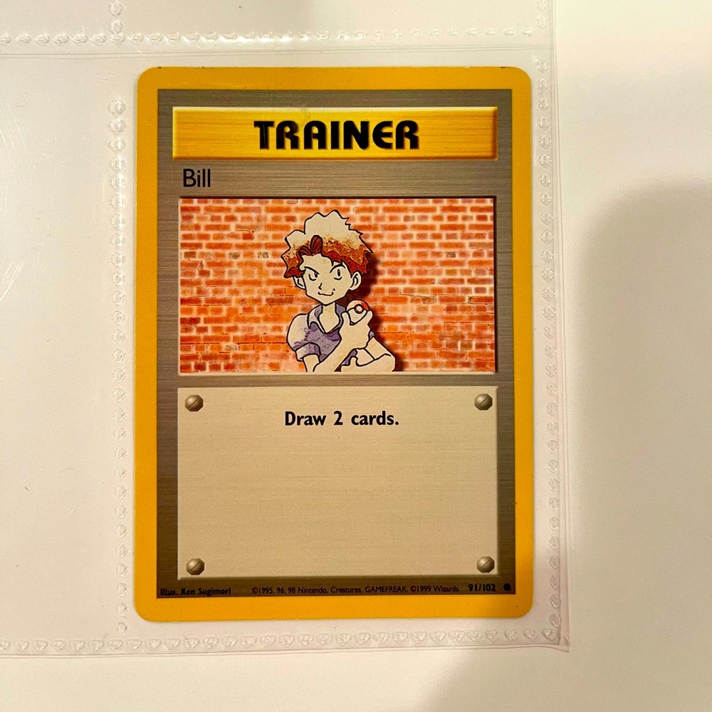 Vintage Pokémon Bill Base Set 91/102 Regular 1st Edition NM/M